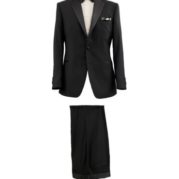 CB91301 - Black, Stretch, 100% Wool, Satin Lapel
