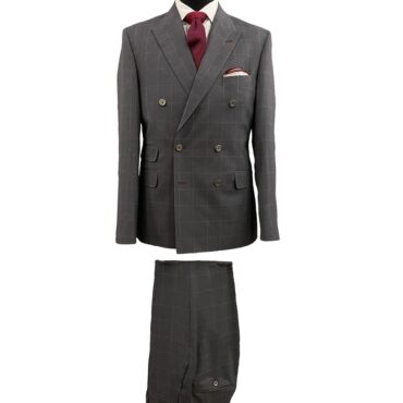 CG21247 - Grey/Red Windowpane, 100% Wool