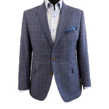 CN51247 - Blue Plaid, 74% Wool, 14% Silk, 12% Linen