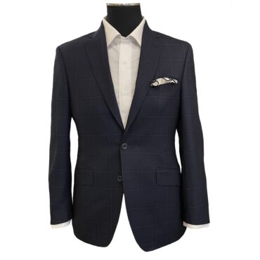 CN95900 - 1/16 Milled Navy Windowpane, 100% Wool