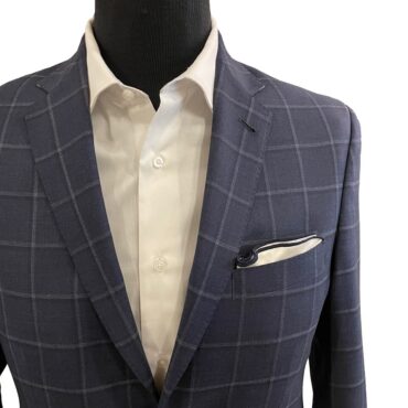 CN95901 - Dark Navy Windowpane, 100% Wool