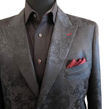 EB13104 - Black Floral, 73% Wool, 27% Silk, $925