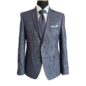 EN53757 - Light Blue/Navy Check, 75% Wool, 15% Silk, 10% Linen