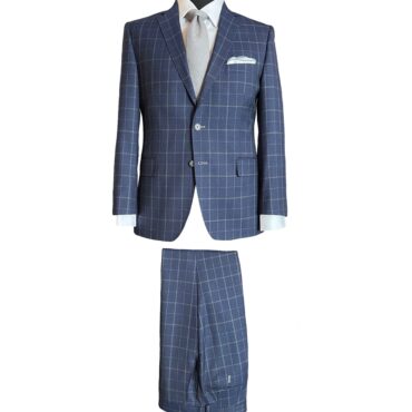 EN53847 - Navy/Grey Plaid, 100% Wool