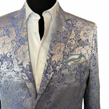 EN53881 - Blue Floral, 73% Wool, 27% Silk, $825