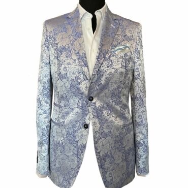 EN53881 - Blue Floral, 73% Wool, 27% Silk, $825