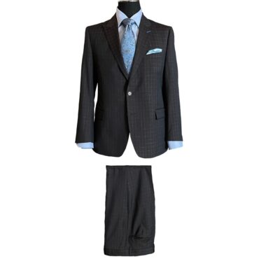 ER33116 - Brown/Blue Mini Windowpane, 100% Wool